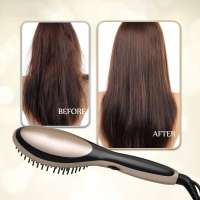 Fast Styling Care Ionic Straightening Electric Heating Comb Gold Hair Straightener Brush