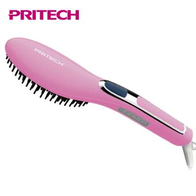 PRITECH Professional LED Display Electric Fast Heating Hair Straightener Brush